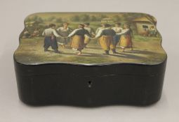 A 19th century Russian papier mache box. 21.5 cm wide.