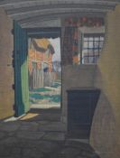 WILLIAM H MAILE (20th century) British, Sunlit Doorway, oil on board, signed,