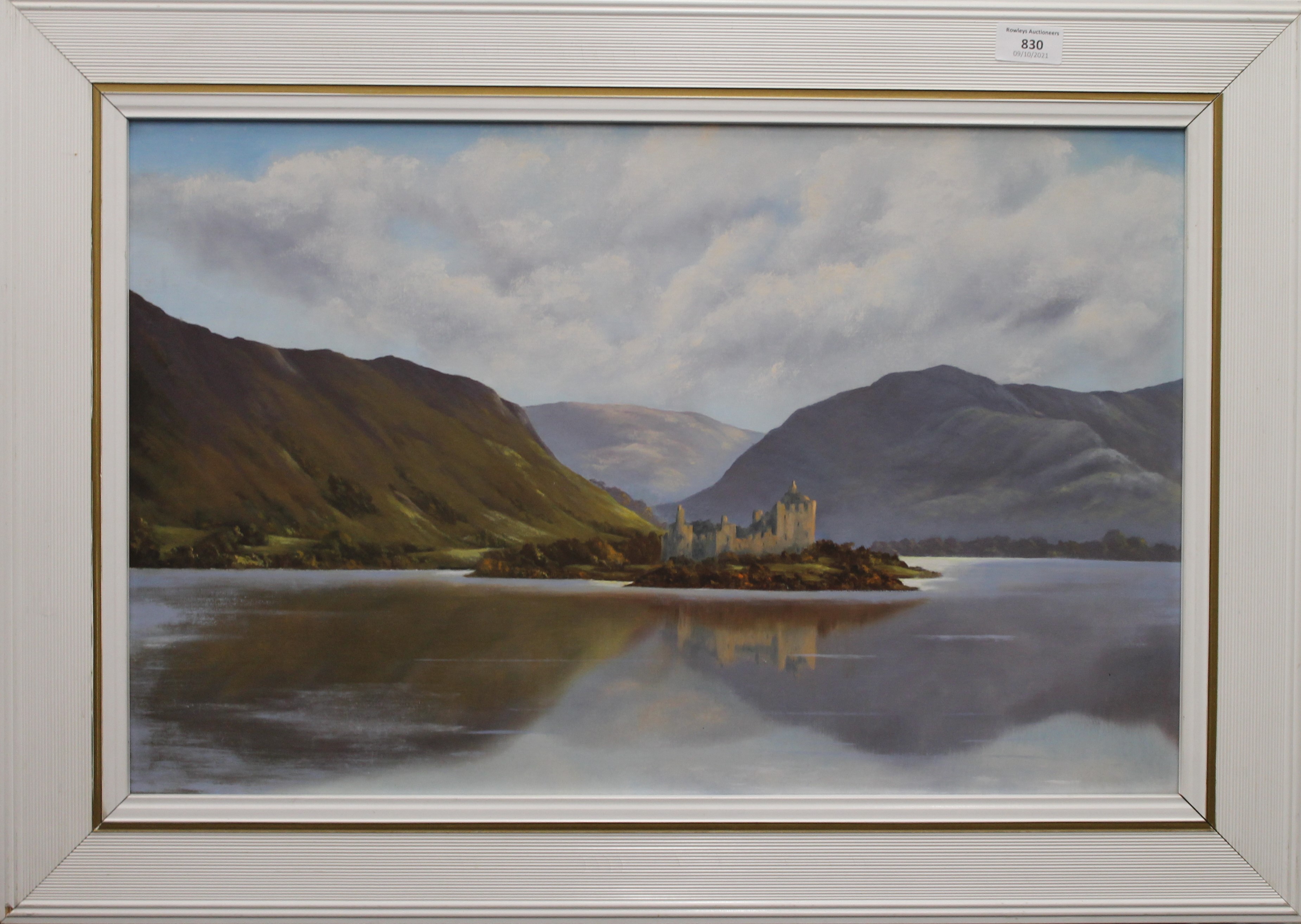 Kilchurn Castle, Loch Awe, oil on board, framed. 60 x 38 cm. - Image 2 of 2