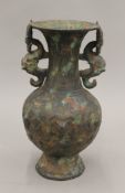 A Chinese archaist style bronze vase. 29.5 cm high.