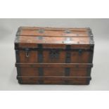 A Victorian dome top iron bound trunk. 75.5 cm wide.