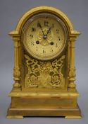 A Victorian ormolu mantle clock, the dial inscribed J W Benson Ludgate Hill London. 29.5 cm high.