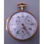 A 19th century French 18 K gold cased multi-dial pocket watch,