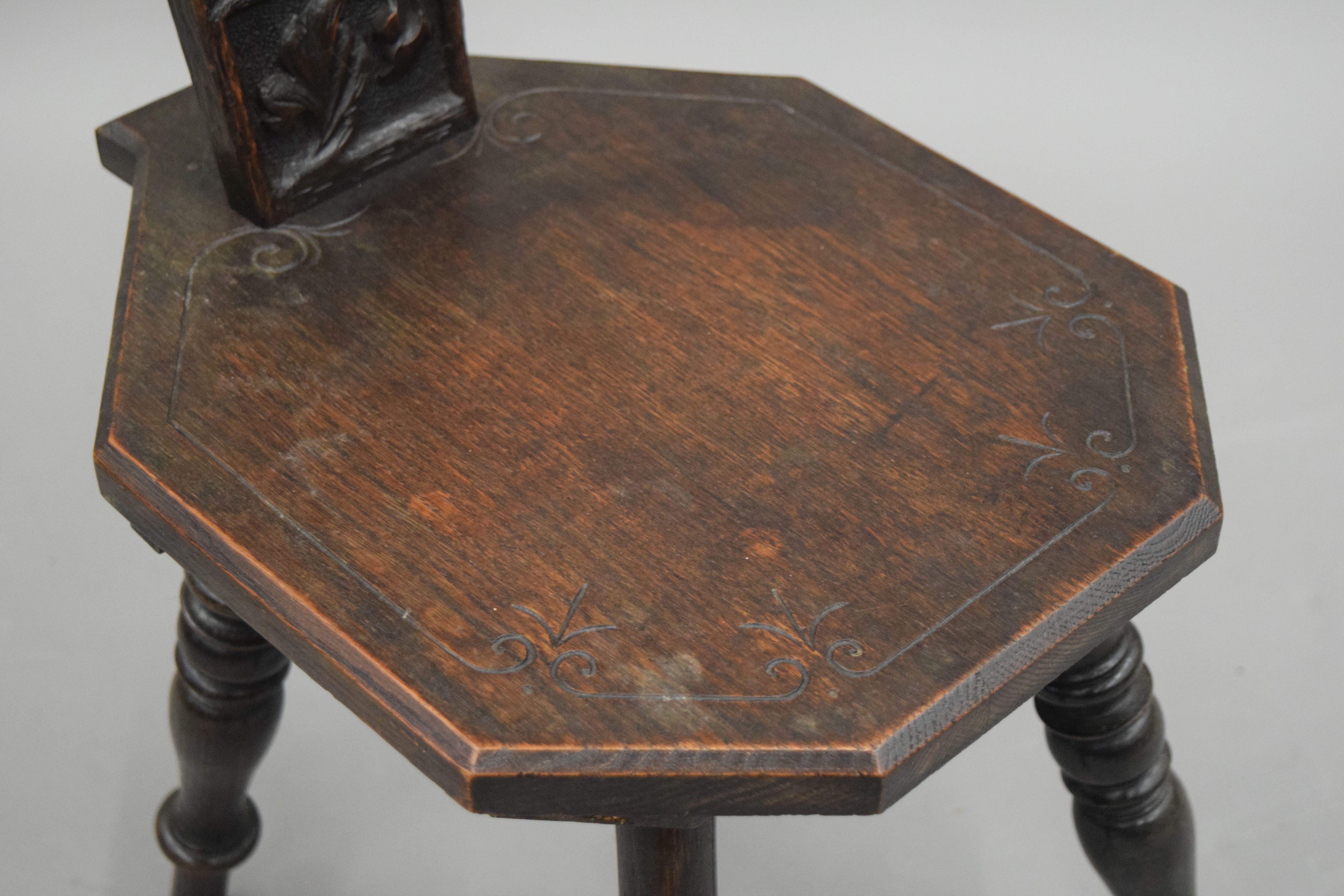 A Victorian carved oak spinners chair. - Image 3 of 5