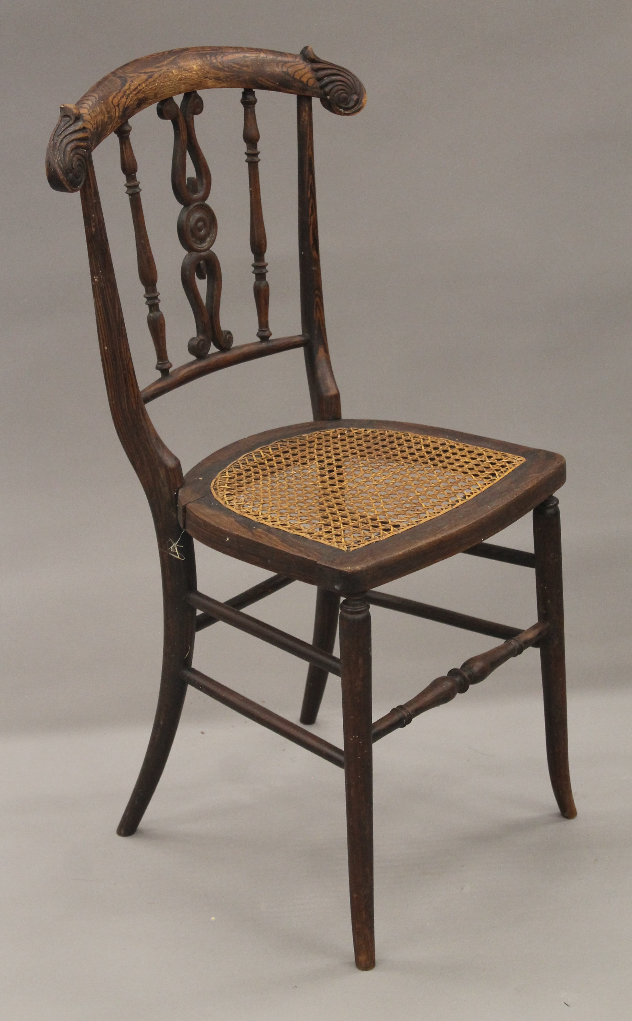 A pair of early 19th century faux rosewood cane seated chairs. 35.5 cm wide. - Image 3 of 5