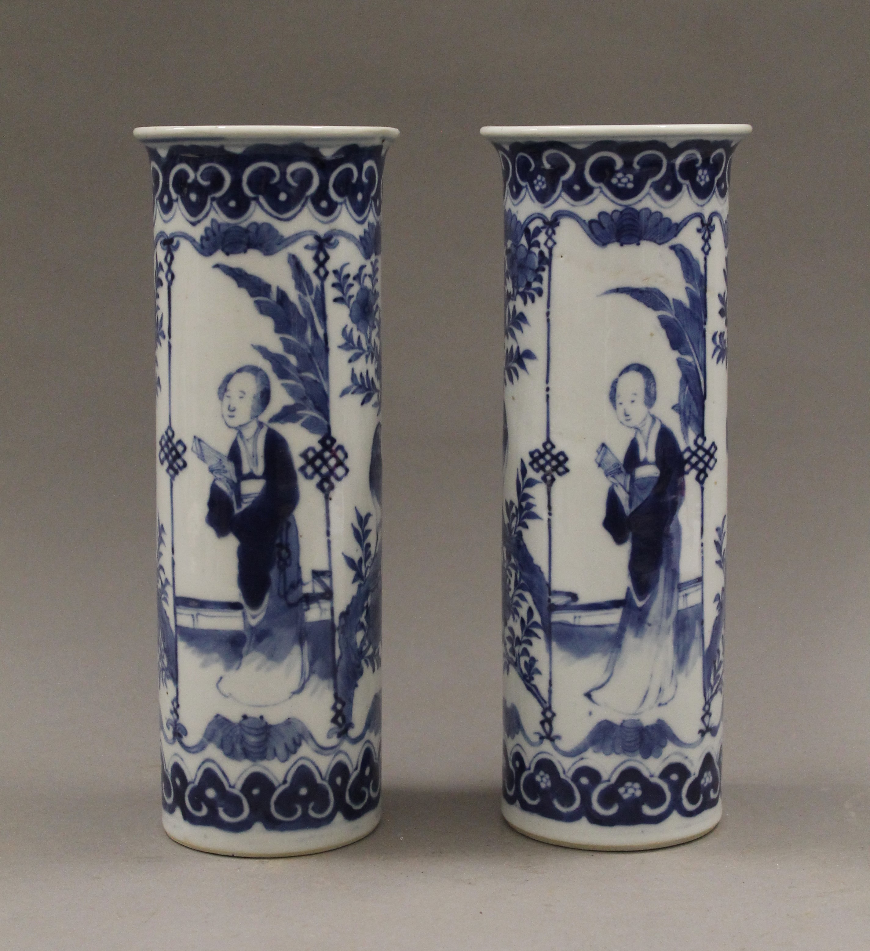 A pair of 19th century Chinese blue and white porcelain vases,