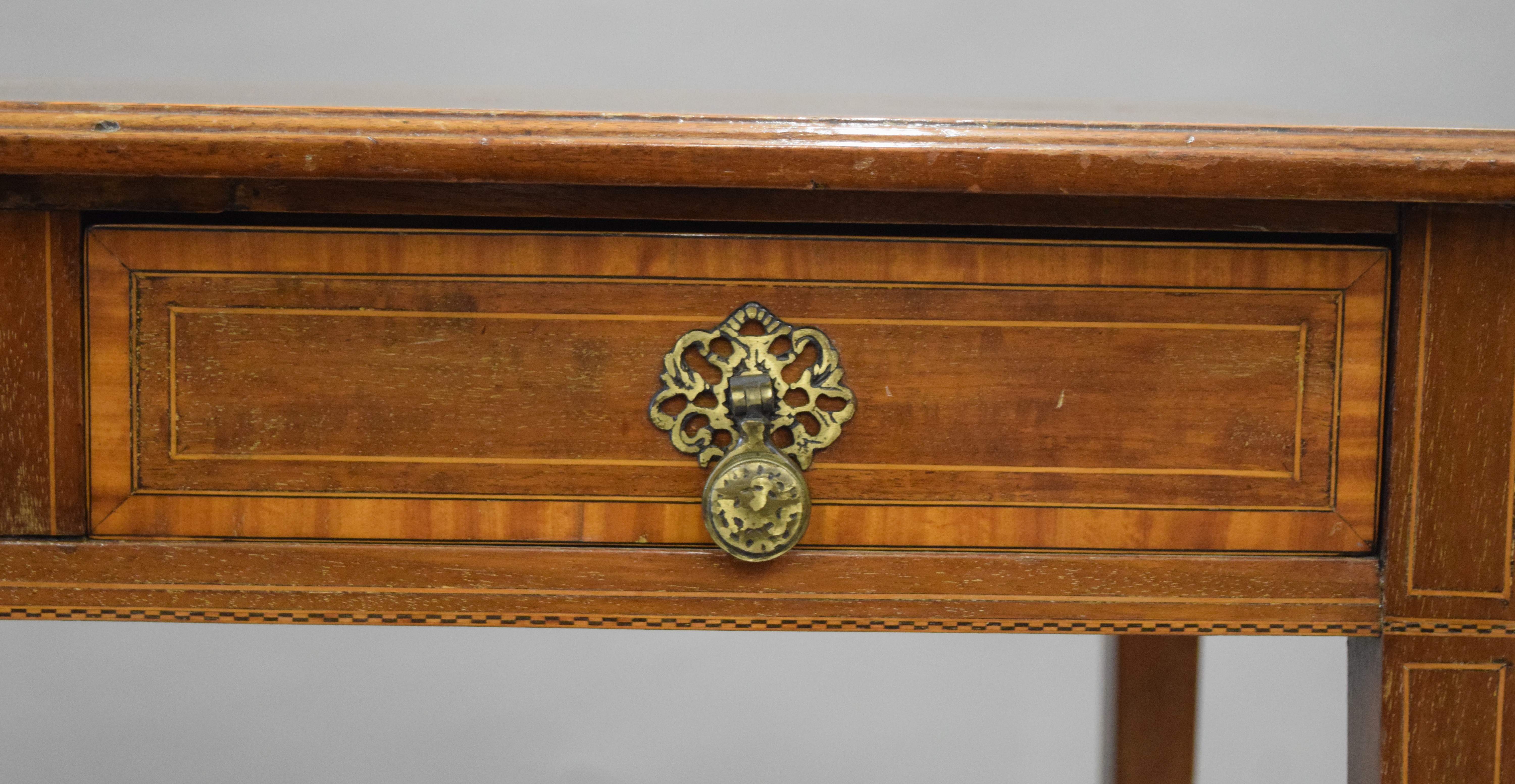 An Edwardian mahogany two drawer side table and a mahogany side table. The former 75.5 cm wide. - Image 6 of 11