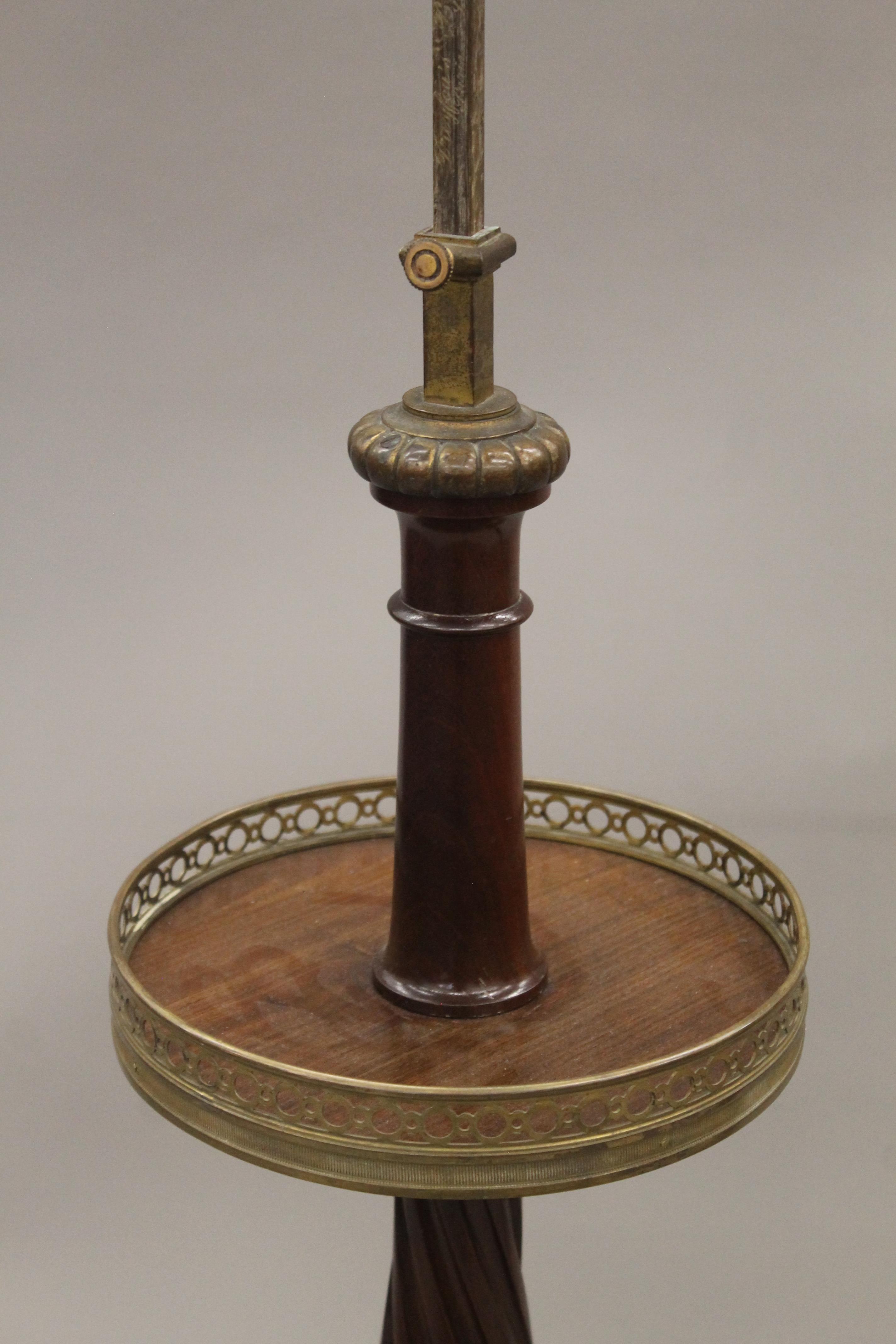 A pair of Dreyfous ormolu mounted mahogany adjustable floor standing lamps, - Image 5 of 5