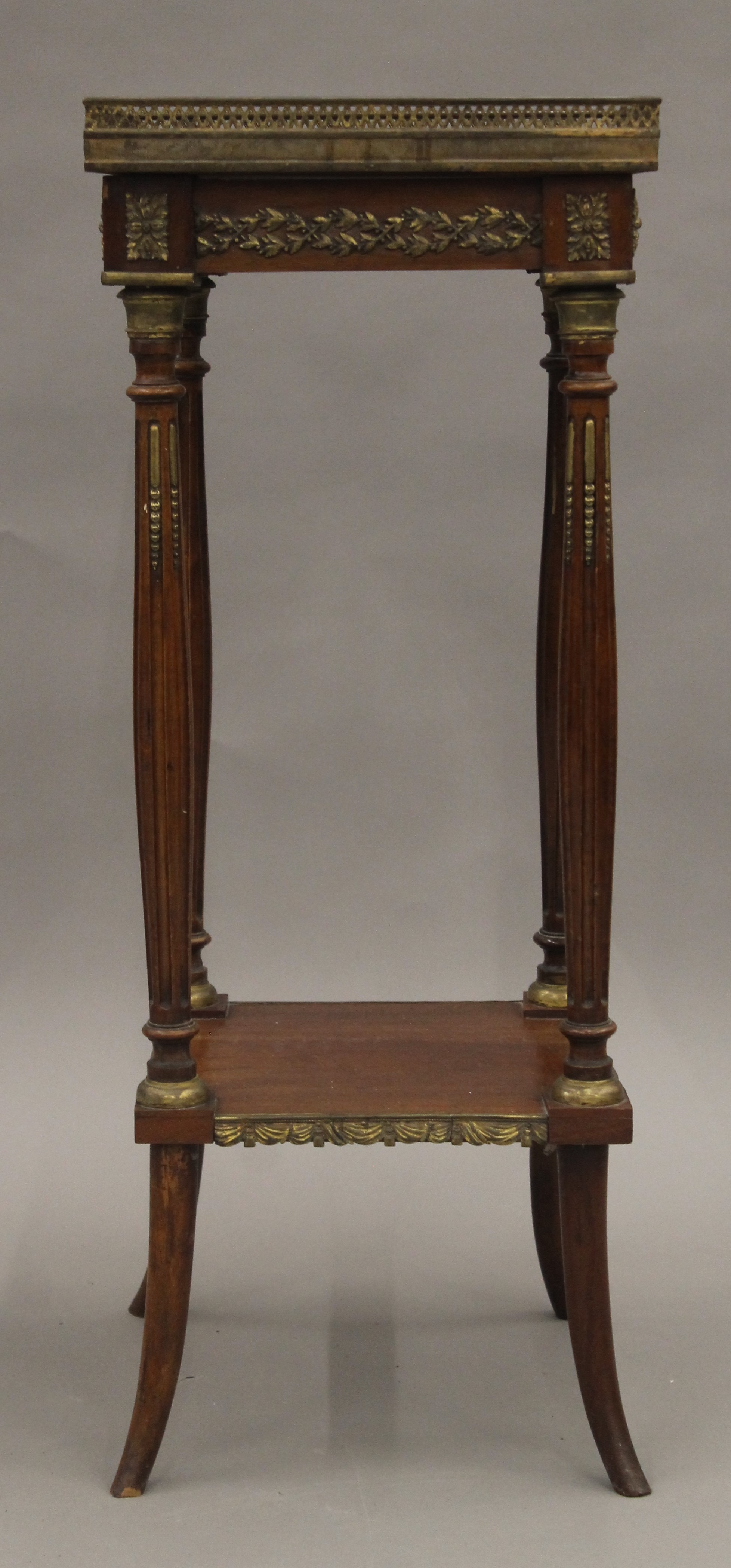 A French gilt metal mounted two-tier side table. 31.5 cm square. - Image 2 of 6