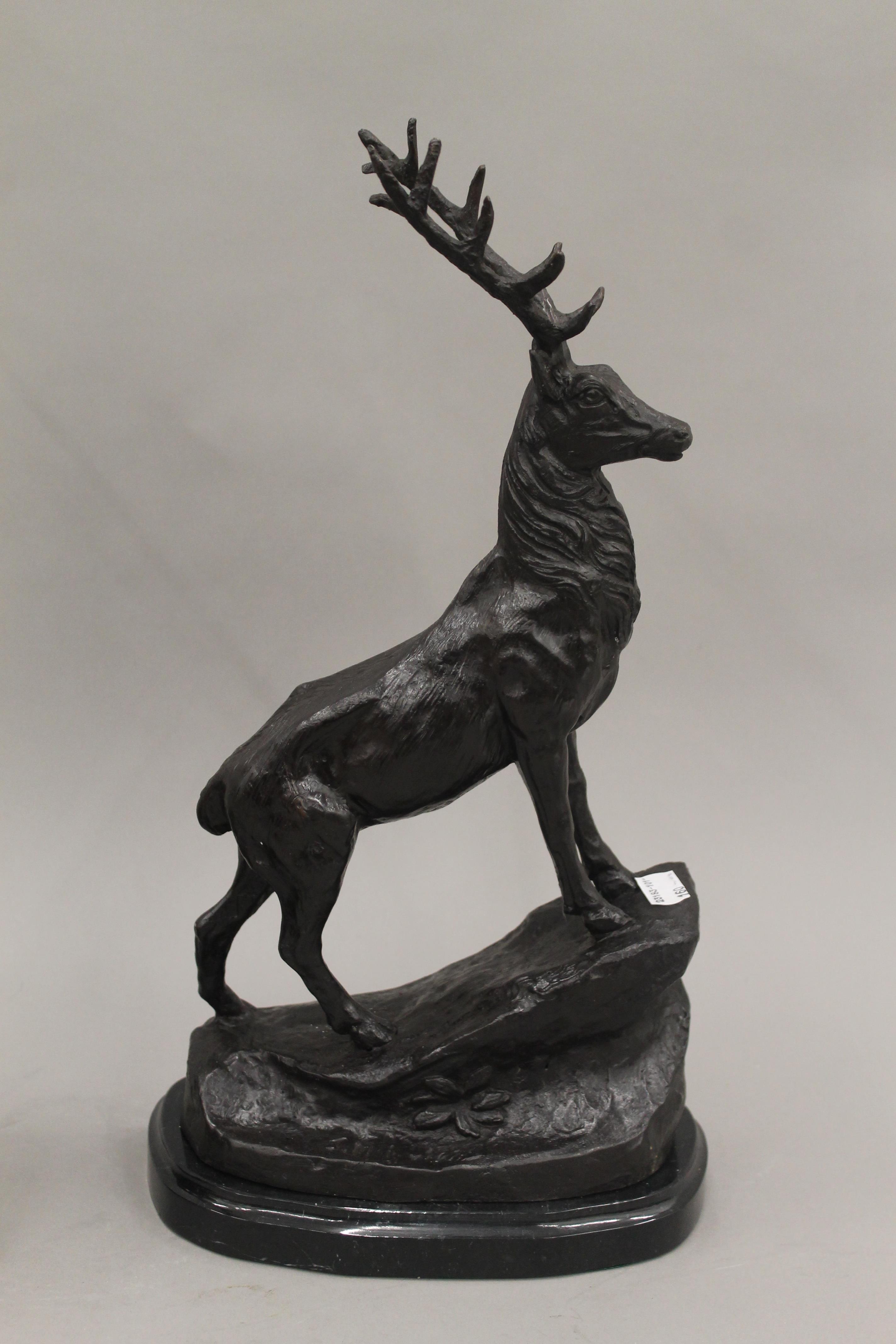 A pair of bronze stags. 42.5 cm high. - Image 3 of 4