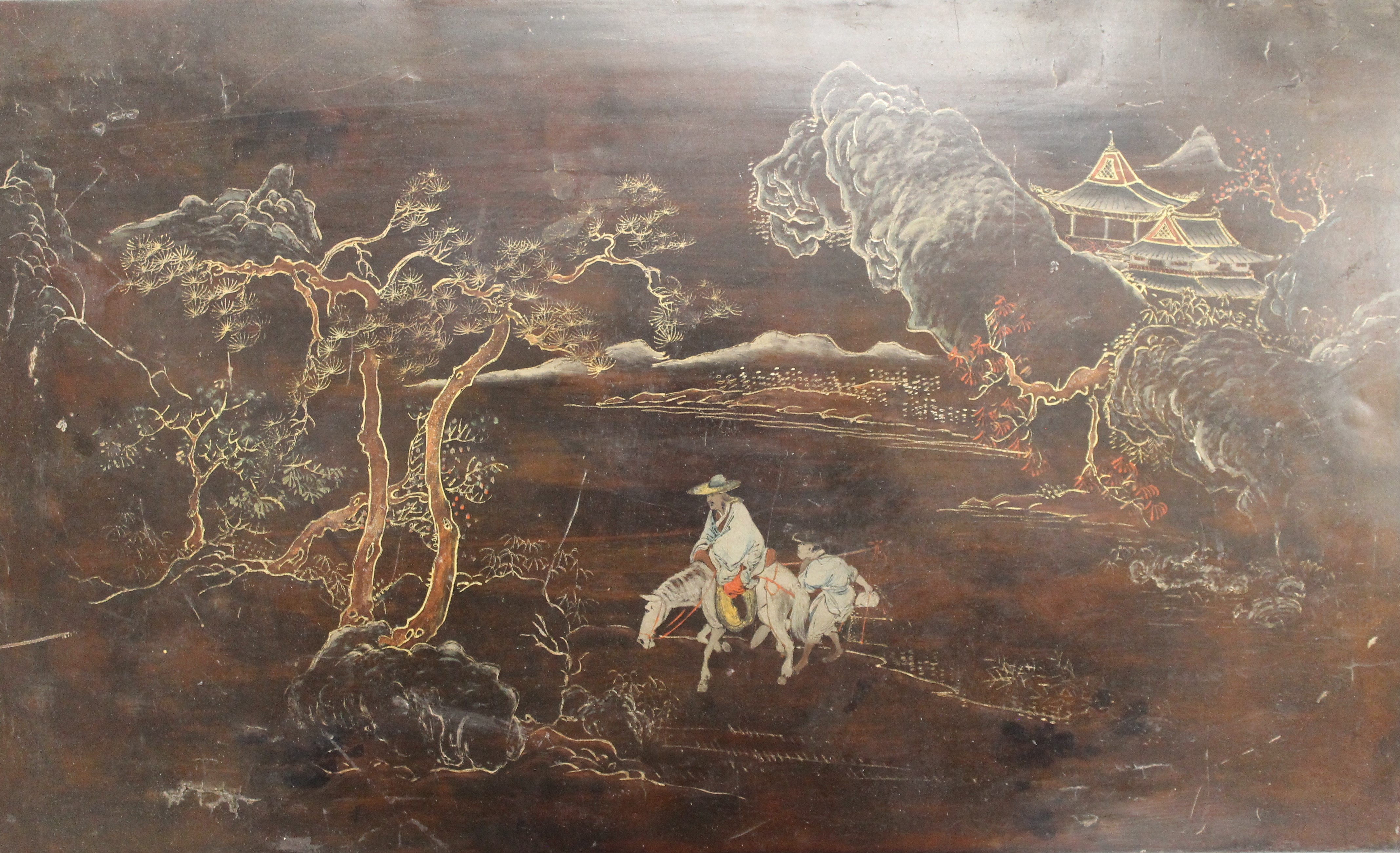 A set of nest of three Oriental lacquered tables. 58.5 cm wide. - Image 6 of 6
