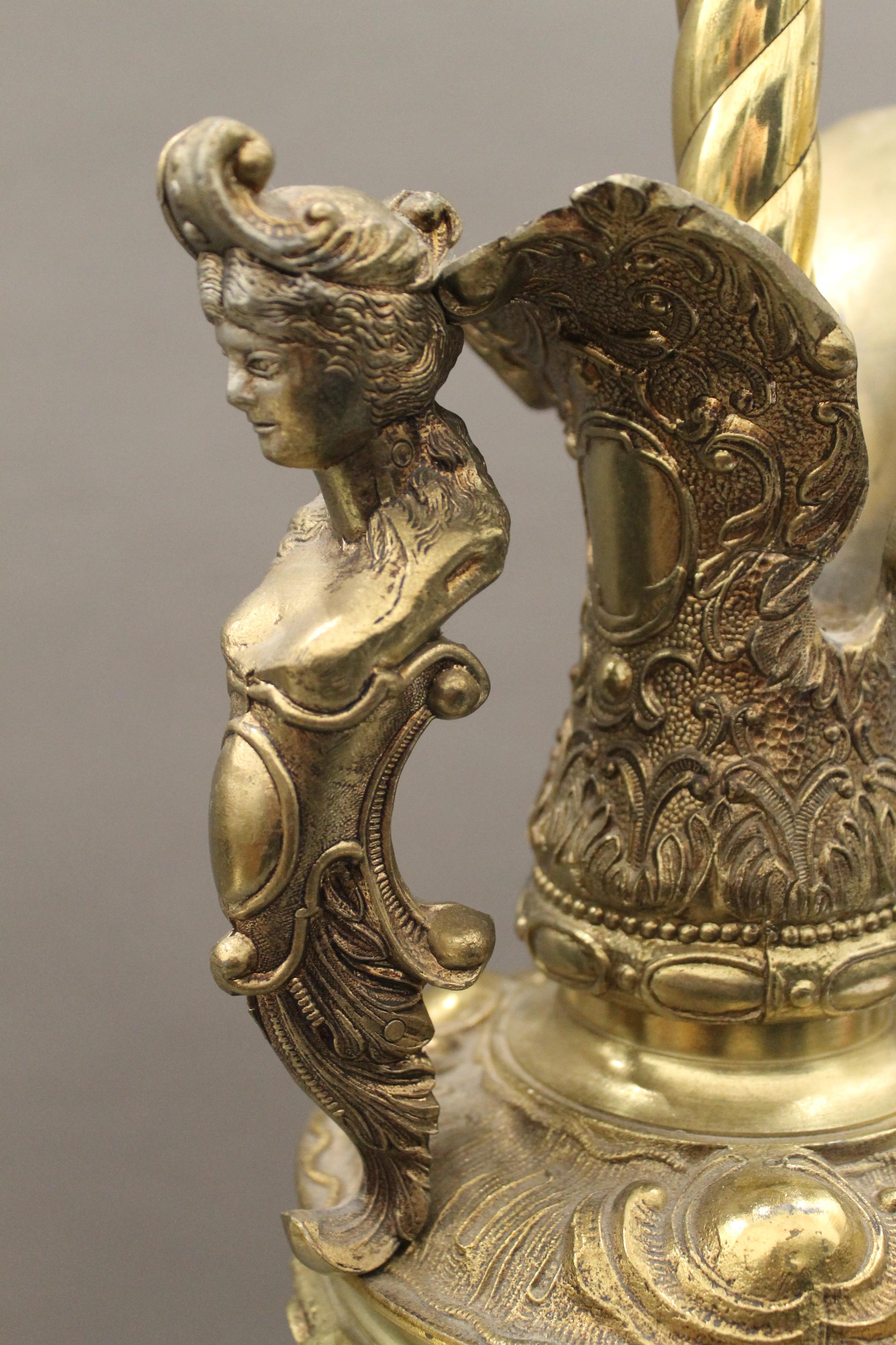 A brass table lamp of ewer form. 76 cm high. - Image 3 of 5