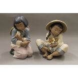 A Lladro figure of a Chinese girl with a bird, No.