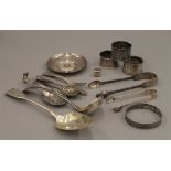 A quantity of silver cutlery, napkin rings, etc. 15.2 troy ounces.