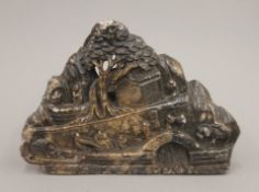 A small soapstone mountain carving. 15 cm wide.