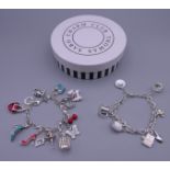 A boxed Thomas Sabo charm bracelet and another.