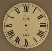 A vintage LNER (London North Eastern Railway) clock face inscribed for Retford,