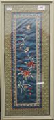 Three Chinese embroidered silks, each framed and glazed.
