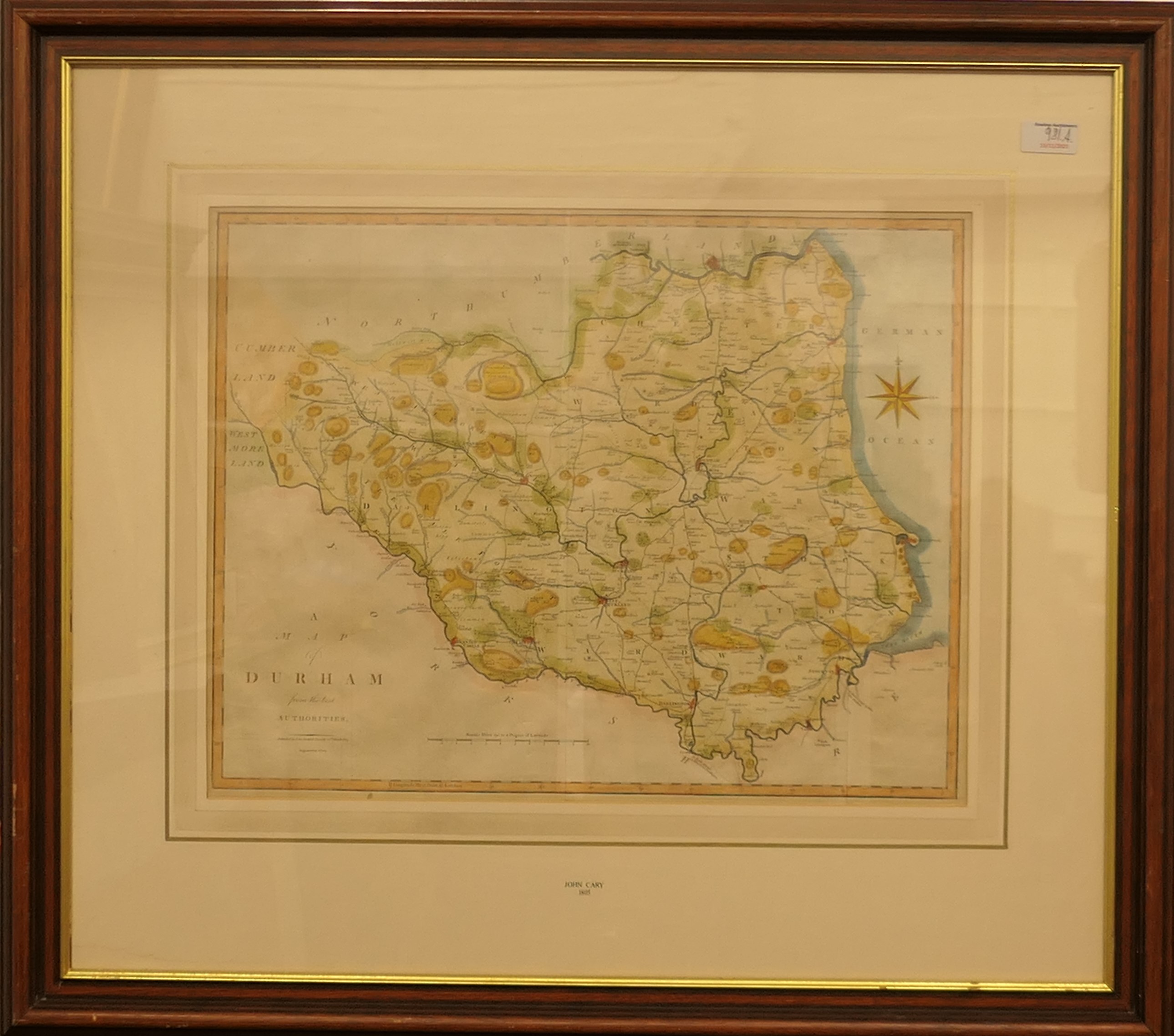 JOHN CASE, a map of Northumberland and Durham, dated 1805, framed and glazed. - Image 2 of 3