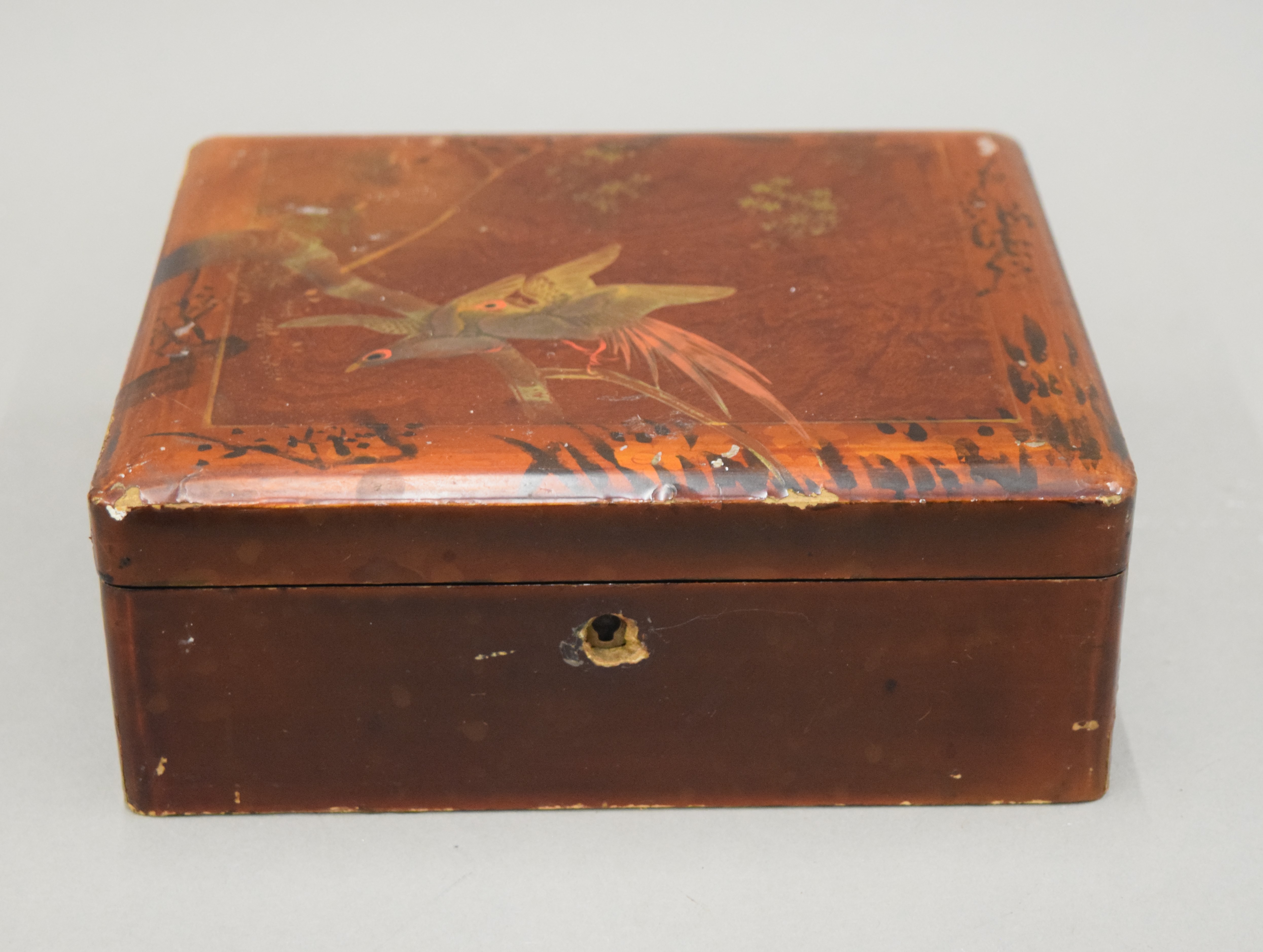 A vintage oak clerk's box with sloping lid and three labels together with an antique Oriental - Image 6 of 9