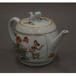 An 18th century Chinese porcelain teapot. 16.5 cm long.
