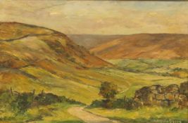 KEN JOHNSON, Rolling Hills, oil on canvas, framed. 44 x 29 cm.