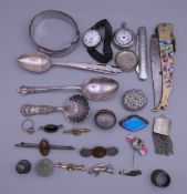 A small box of silver and other items including knives, etc.