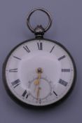 A silver fusee/chain pocket watch, mechanism signed J A Harris, Louth.