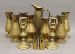 A quantity of brass vases, etc.