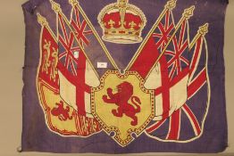 Two antique Scottish flags and Royal Wedding cloth for Duke of York and Princess Victoria 1893.