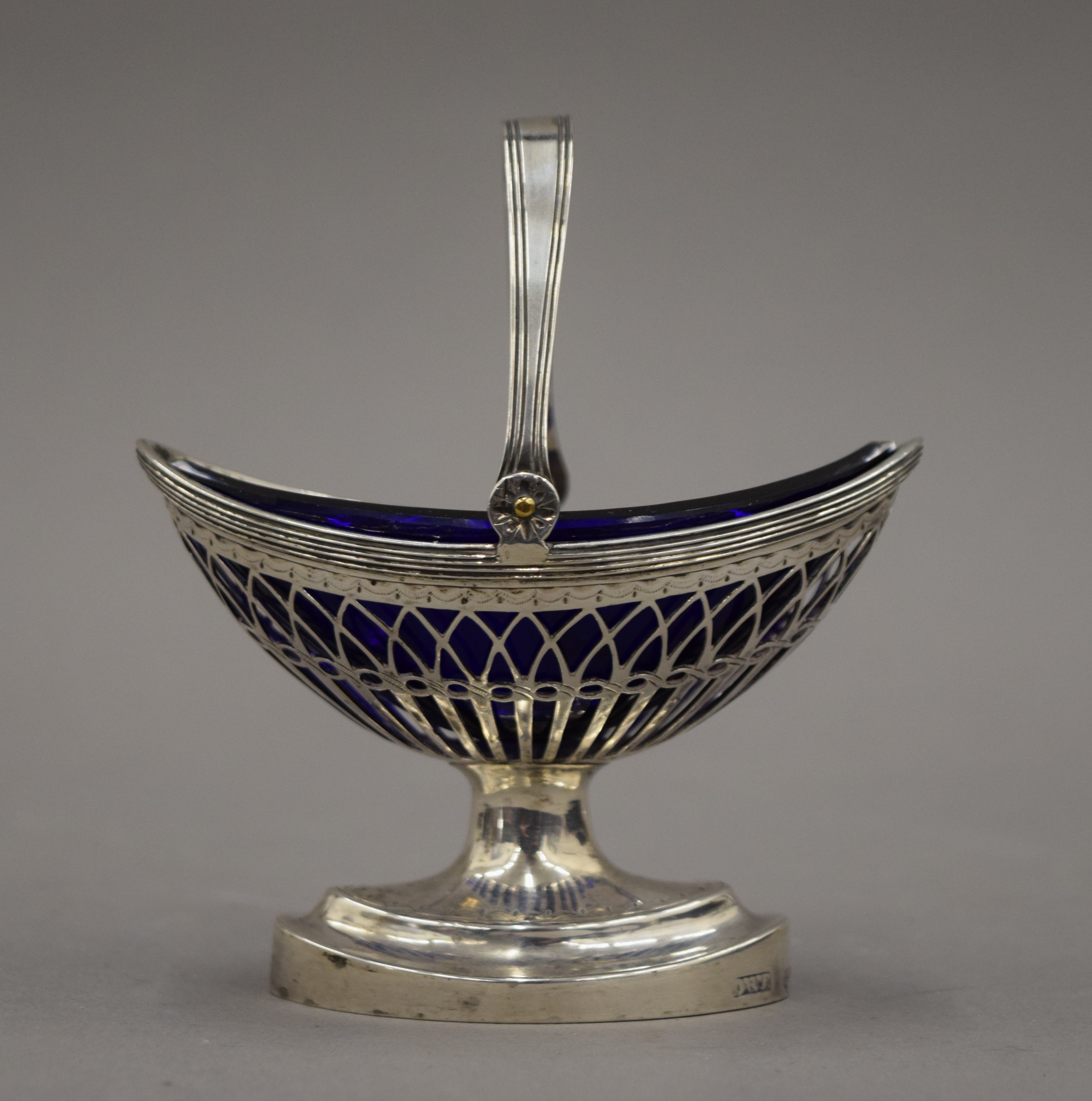 A 19th century Continental silver master salt with blue glass liner, - Image 2 of 8
