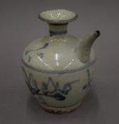 A Chinese Ming blue and white porcelain wine pot. 14 cm high.
