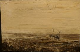 J BIRD, Fishing Boat at Sea, oil on board, framed. 71 x 46 cm.