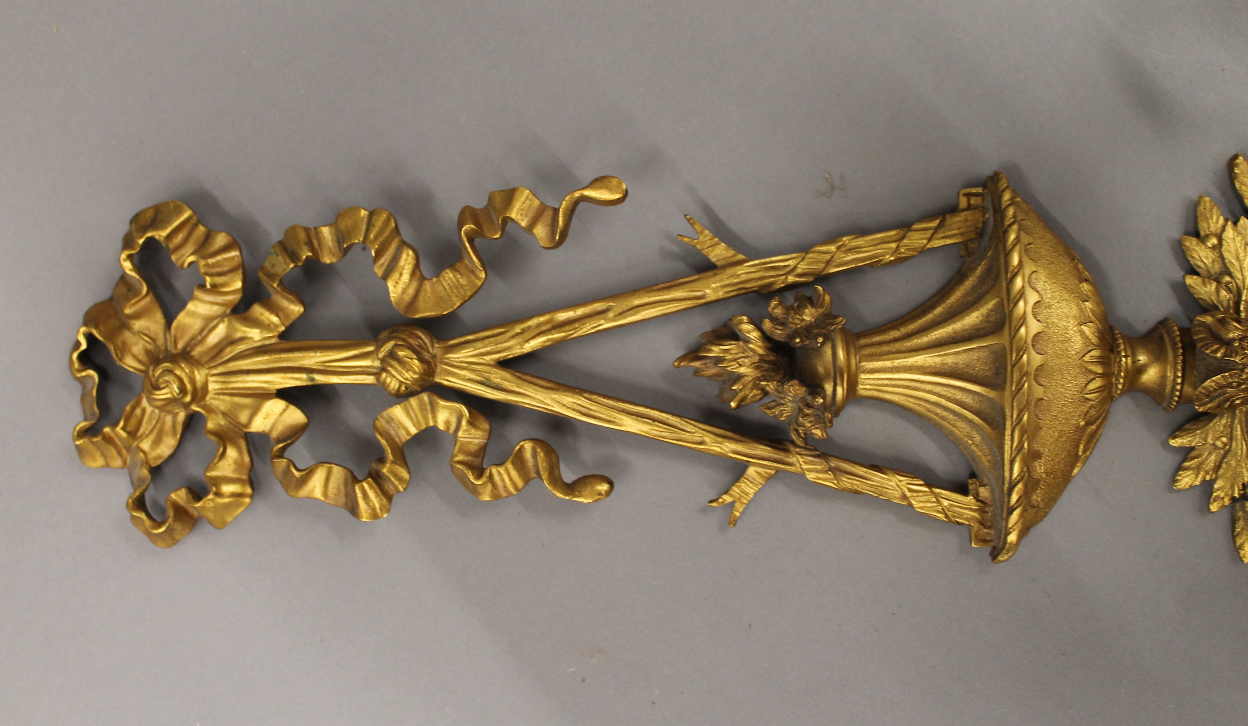 A pair of ormolu three-branch wall lights. 68 cm high. - Image 2 of 5