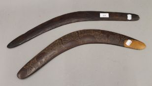 Two vintage Australian boomerangs,