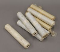 A quantity of vintage barograph rolls.