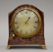 An early 20th century chinoiserie decorated mantle clock. 15 cm high.