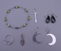 A quantity of various silver jewellery, including earrings, Venetian bangle, etc.