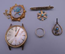 A small quantity of gold jewellery and an Omega wristwatch, etc.