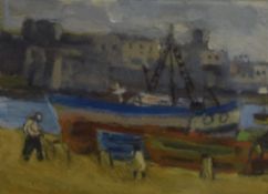 IRINA HALE (born 1932) British, Fishing Boats in a Harbour, oil, signed, framed and glazed.