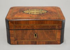 A 19th century Continental inlaid kingwood and burrwood jewellery box. 16.5 cm wide.