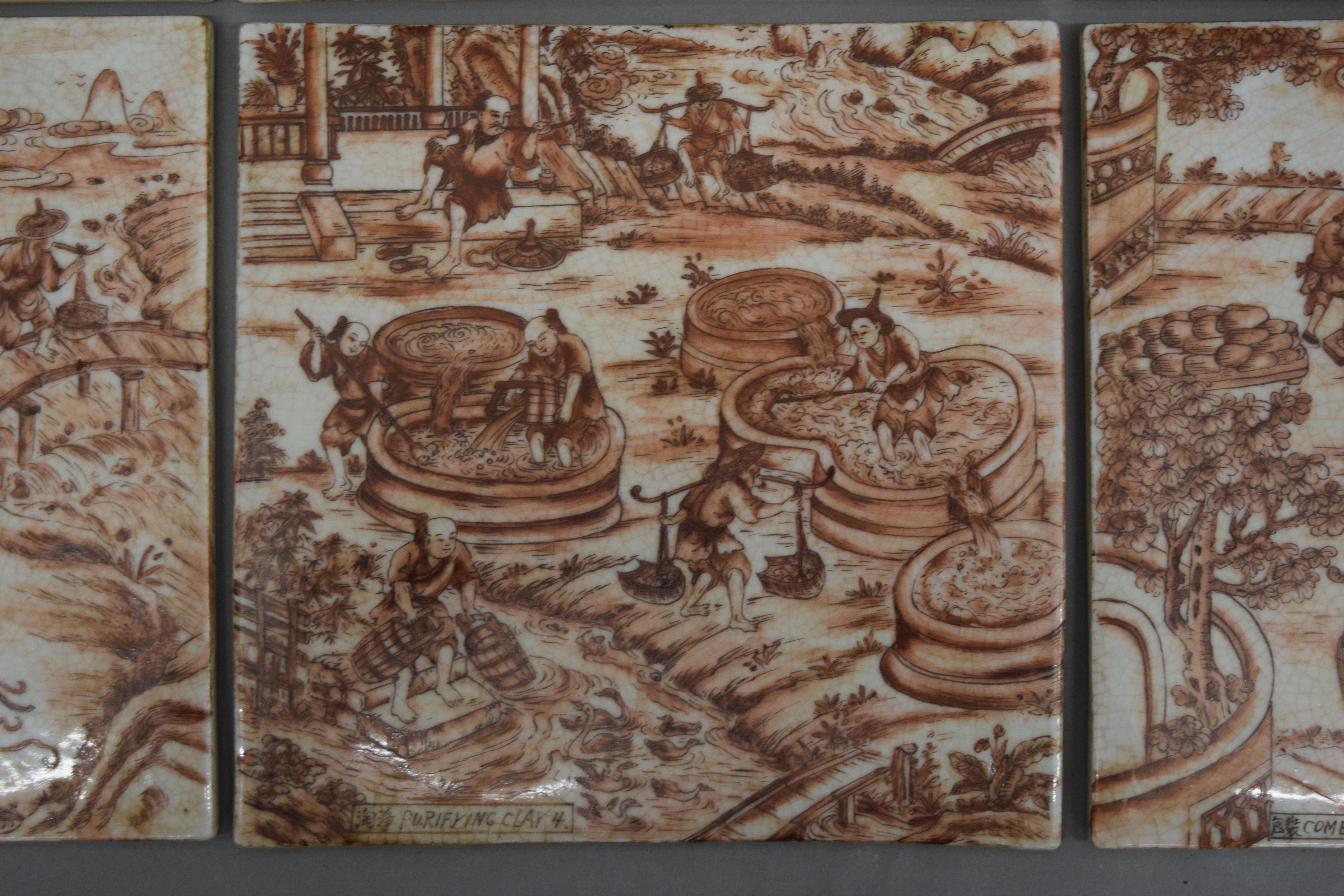 A set of twenty-four export porcelain tiles. - Image 3 of 5