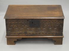 An 18th century and later oak bible box. 61.5 cm wide.