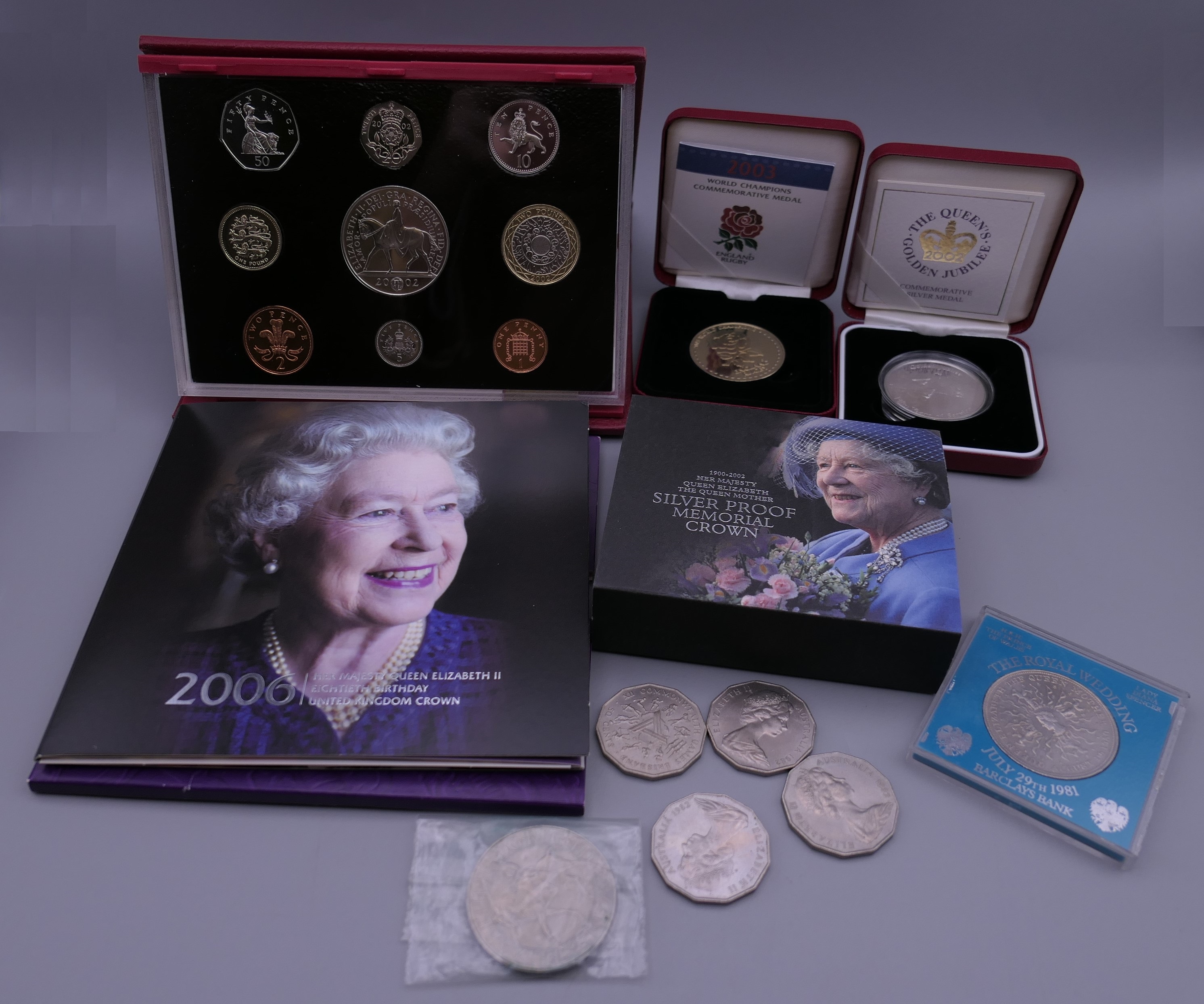 A quantity of various boxed silver and other proof coins, etc.