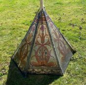 A set of six stained glass sky light segments, each of triangular form. Each 110.5 cm high.