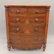 A Victorian mahogany bowfront chest of drawers. 107 cm wide.