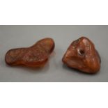 Two pieces of natural amber. 67.3 grammes.