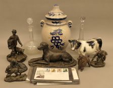 A quantity of miscellaneous ceramics, glass, dog ornaments, etc.