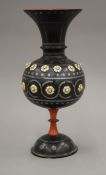 An Anglo-Indian lacquered vase set with bone appliques. 27.5 cm high.