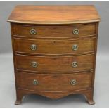 A small late 19th/early 20th century mahogany bowfront chest of drawers. 75 cm wide.